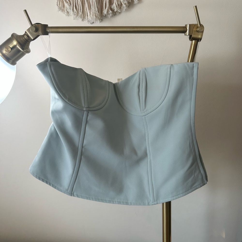 La Hearts Light Blue Corset Tank Top